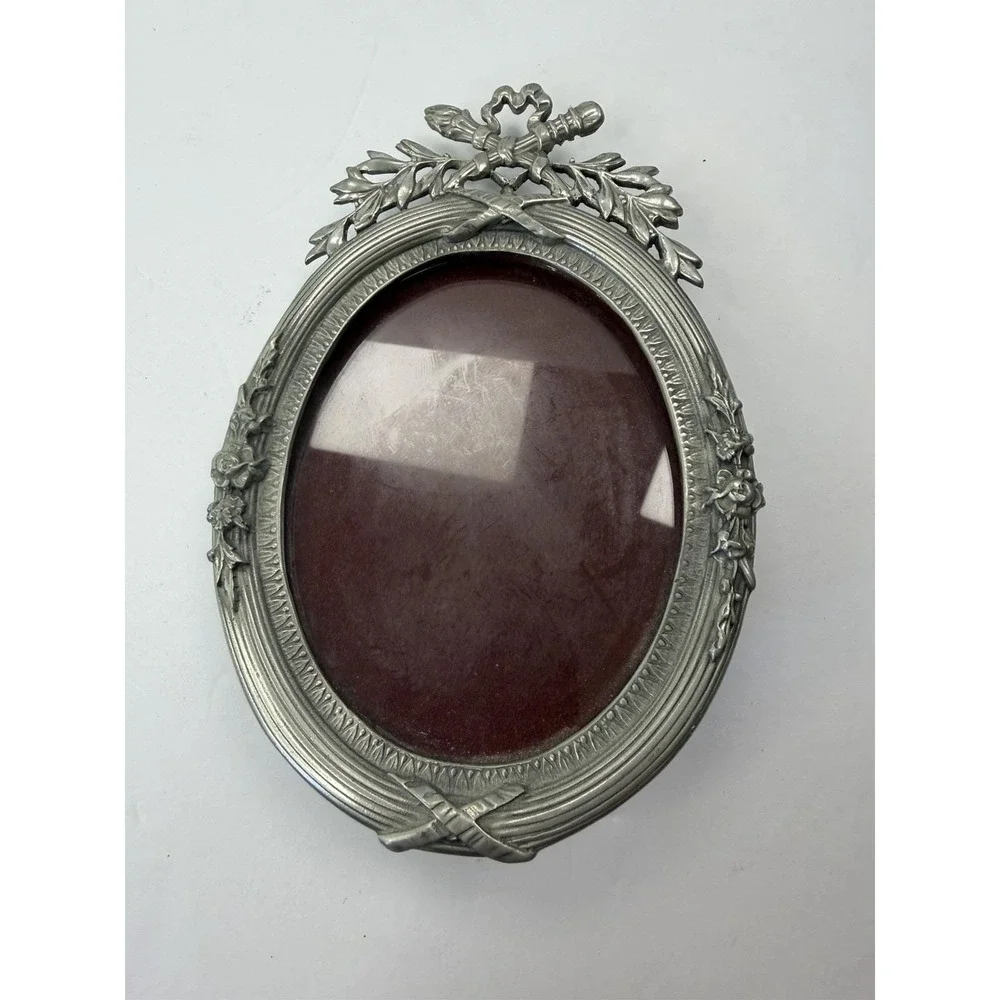 Elias 1922 USA Sterling Pewter 925 Oval Photo frame Floral Leaves Ornate